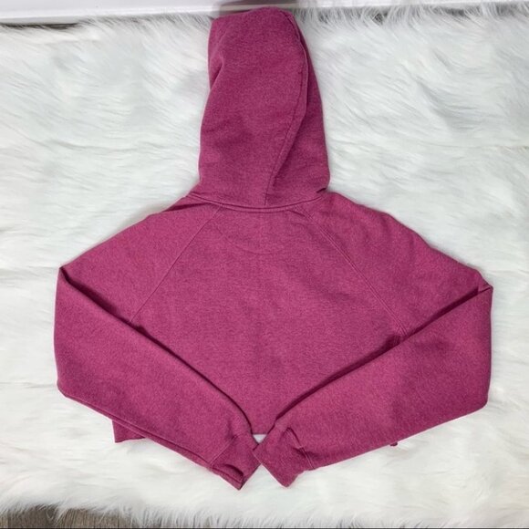 Champion Reverse Weave Sweatshirt Cropped Hoodie Sweater Raw Hem Purple Large - Picture 10 of 12